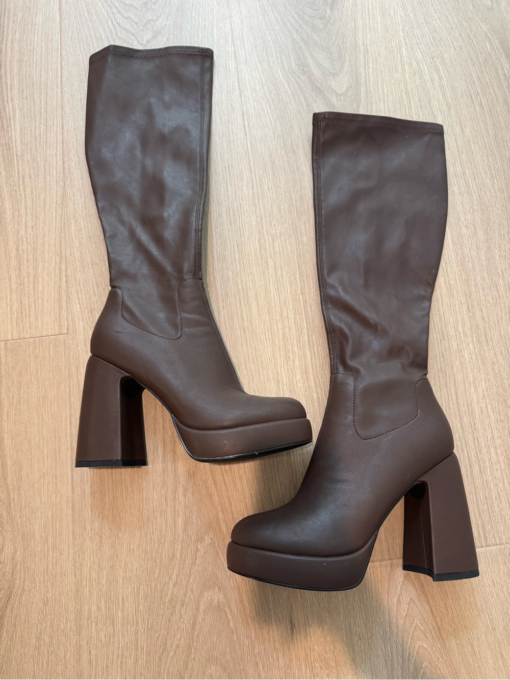 Women's Brown Platform Knee-High Boots Modatope Size 8